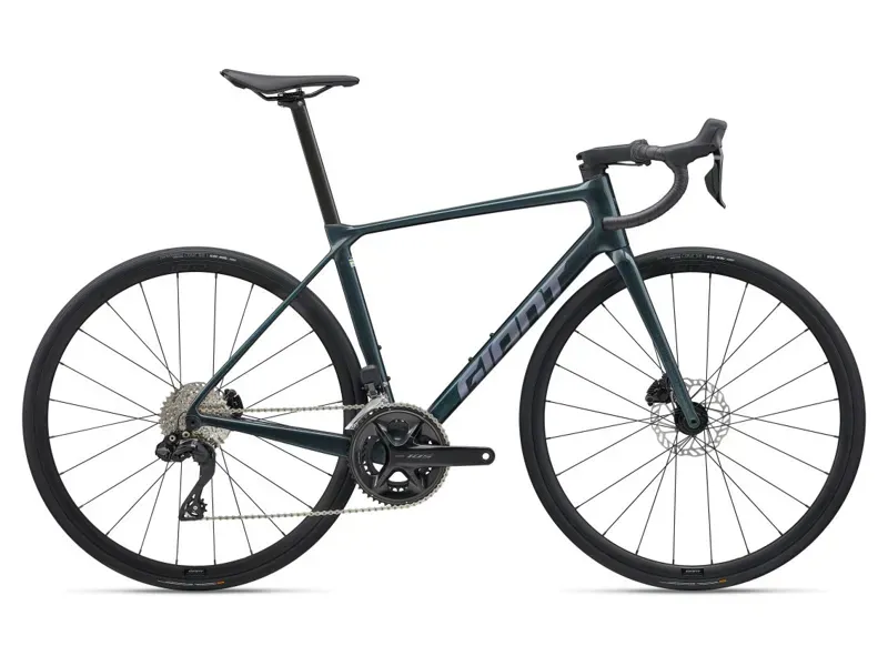 2025 Giant TCR Advanced 1 Road Bike In Gloss Asphalt Green/Mercury
